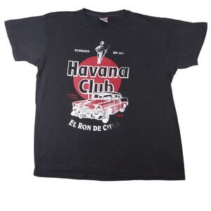 Havana Club El Ron De Cuba 1956 Chevrolet Graphic Black T Shirt Mens XL